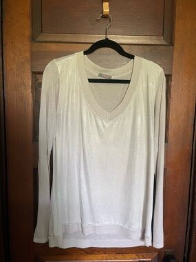 Light shimmery Pink V-Neck Long Sleeve Top - Women